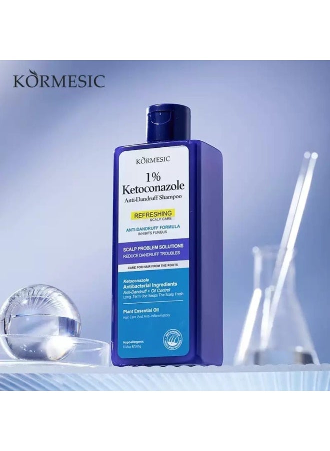 Kormesic شامبو مضاد للقشرة 265 جرام، شامبو مضاد للقشرة 1% كيتوكونازول، شامبو للعناية بفروة الرأس مضاد للبكتيريا للنساء والرجال - Image 3